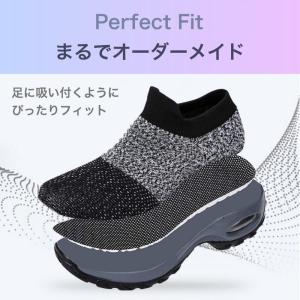 スニーカー レディース 黒 厚底 幅広 4E ...の詳細画像5