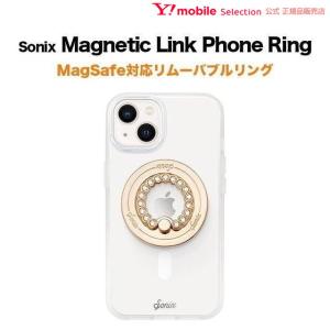 Sonix Magnetic Link Phone Ring Gold Clear MagSafe対応 スタンド機能 566-M001-0001
