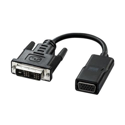 DVI-VGA変換アダプタ ブラック 8cm パソコンのDVI（デジタル）出力をVGAに信号変換する...