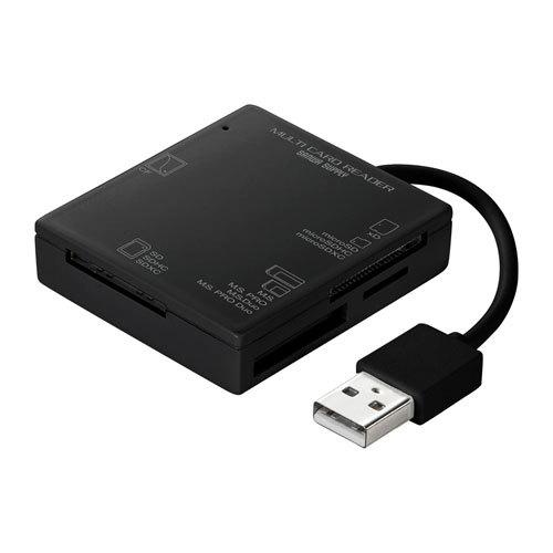 USB2.0 カードリーダー ケーブルが固定できて持ち運びに便利 ブラック サンワサプライ ADR-...