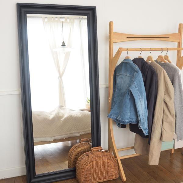 スタンドミラー ミラー 鏡 姿見 全身 全身鏡 大きい 飛散防止 スタンド 自立 木製 天然木 おし...