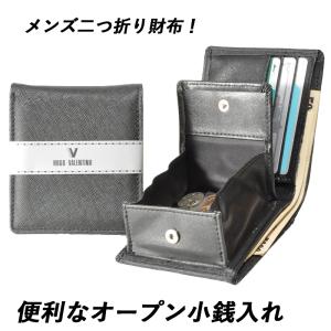 財布　メンズ　二つ折り財布　　紳士用　男性用　ボックス型小銭入れ