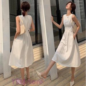 白 ワンピース ノースリーブの商品一覧 通販 Yahoo ショッピング