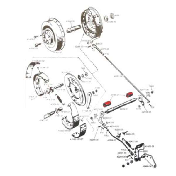 1937-1957 リジットフレーム メカニカル ドラム ブレーキ クロス シャフト ブッシング セ...