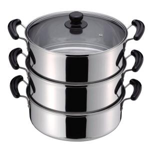 桃印 ステンレス 丸型蒸器 (丸型蒸し器 3段 27cm IH対応 せいろ)TKG1