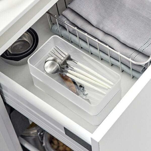 tower 底がクリア　縦横重ねられる引き出し整理収納ケース　タワー　M　2個組み　ホワイト