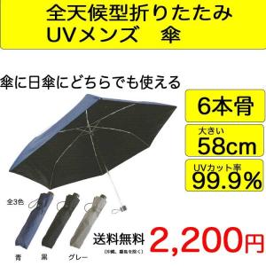 折りたたみ傘　　ネイビー　Uカット　メンズの商品画像