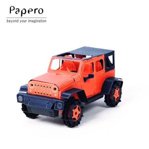 ペーパークラフト Papero Bean ペイパロビーン Offroad Car Raptor Red オフロードカー レッド・キッズ・知育玩具｜yo-ko