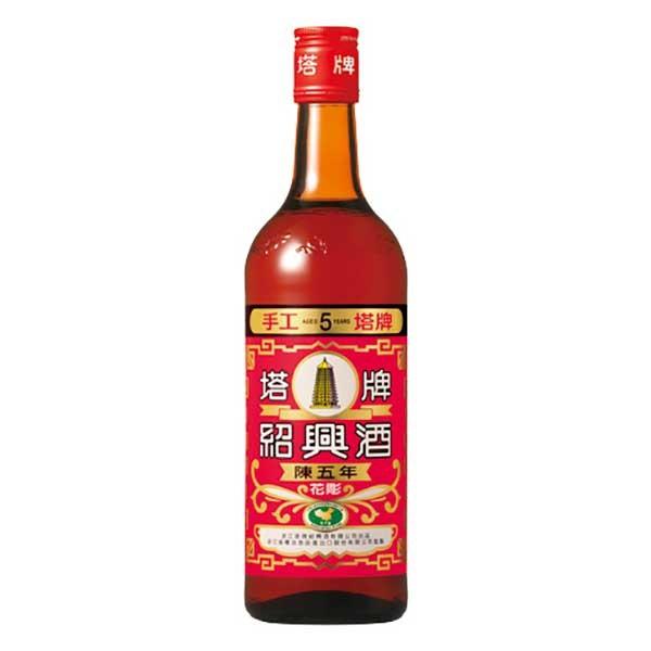 紹興酒 塔牌 花彫 陳五年 16度 瓶 600ml x 12本 ケース販売 宝酒造 中華人民共和国
