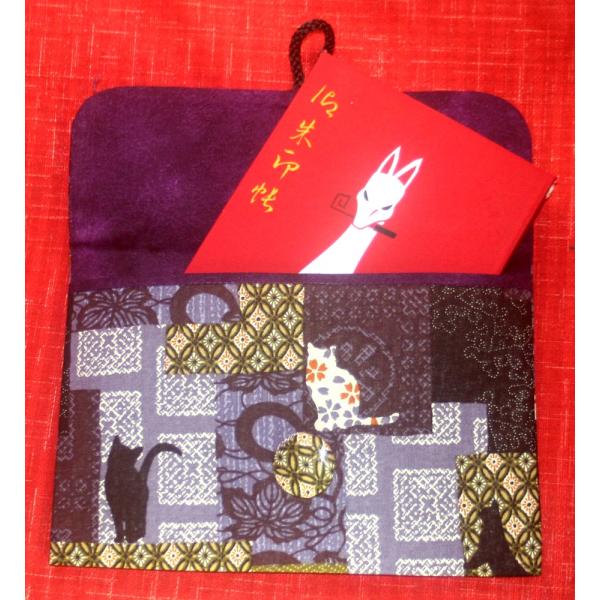 【猫和紫】御朱印帳ケース（一冊入れ）