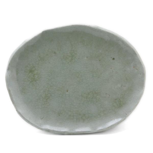 灰釉ビードロ小判皿・厚・有松進《中皿・20.5cm》
