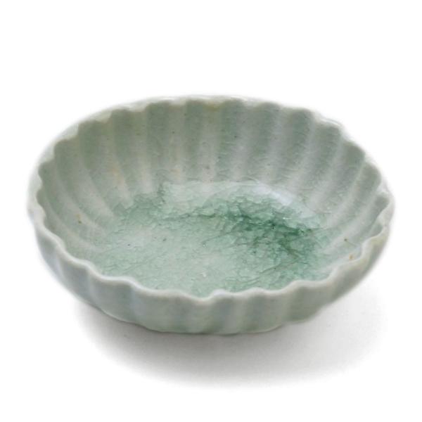 灰釉ビードロ小判輪花小付・有松進《小付・8.0cm》