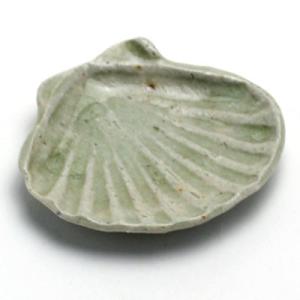 灰釉ビードロホタテ豆皿・有松進《豆皿・7.5cm》