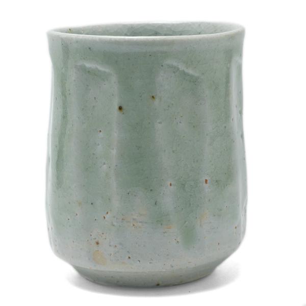 灰釉ビードロ湯呑・切立・有松進《湯呑》