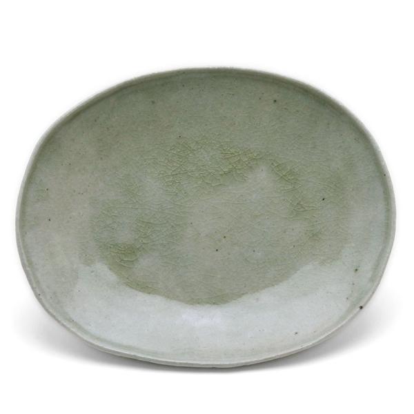 灰釉ビードロ小判皿・薄・小・有松進《小皿・17.5cm》