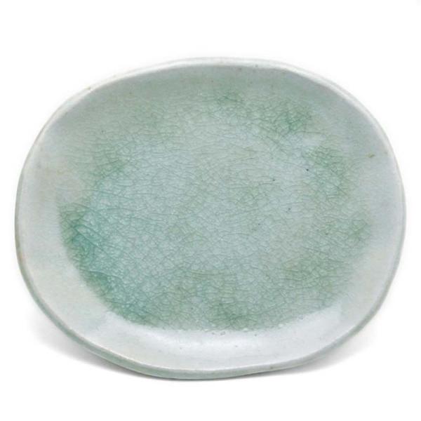 灰釉ビードロ小判小皿・厚・有松進《小皿・15.0 cm》