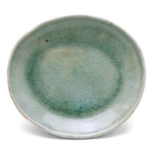 灰釉ビードロ小判豆皿・薄・有松進《小皿・10.5cm》