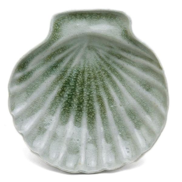 灰釉ビードロホタテ中皿・有松進《小皿・13.5cm》