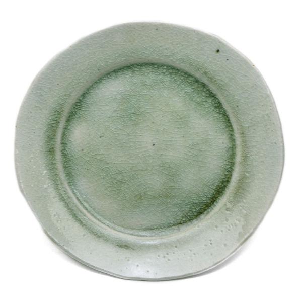 灰釉ビードロ5.5寸◎皿・鍔広・有松進《中皿・17.0cm》