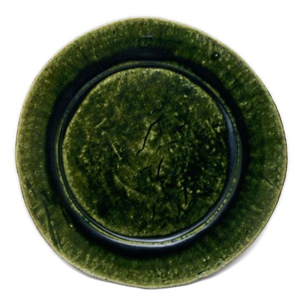 織部焼：総織部：織部7寸◎皿・鍔広・有松進《大皿・21.0cm》