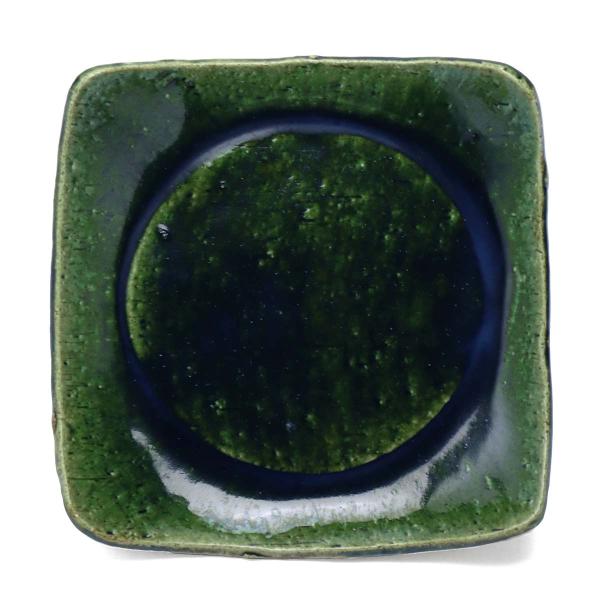 織部焼：織部6.5寸角皿・有松進《中皿・20.0cm》