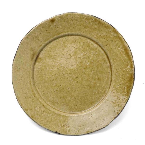 瀬戸焼：黄瀬戸5.5寸◎皿・鍔広・有松進《中皿・17.0cm》