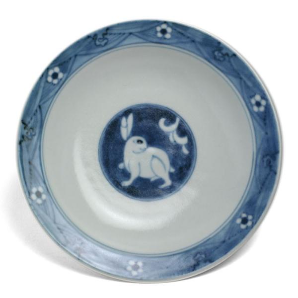 染付青海波兎文皿・植山昌昭《中皿・16.0cm》