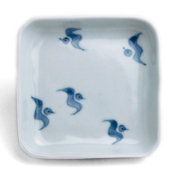 正角小皿・大・千鳥文・植山昌昭《豆皿・9.2cm》