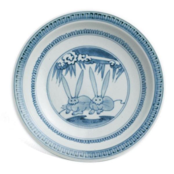 染付草兎文皿・大・植山昌昭《小皿・15.8cm》