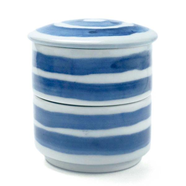 染付：段重蓋物・小・独楽文・植山昌昭《小物》