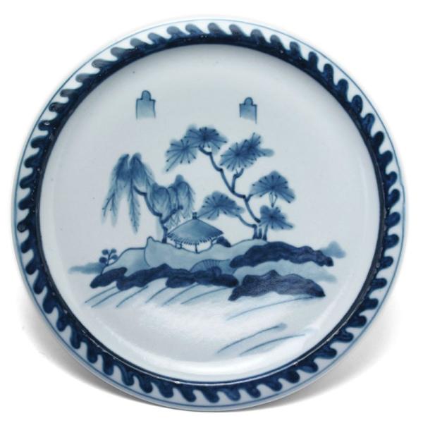 【現品限り！】染付8寸皿・山水文・植山昌昭《大皿・25.0cm》