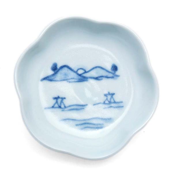 輪花豆皿・山水文・植山昌昭《豆皿・8.0cm》