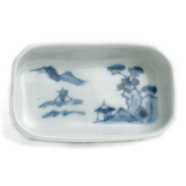 長角小皿・小・山水文・植山昌昭《豆皿・8.0cm》