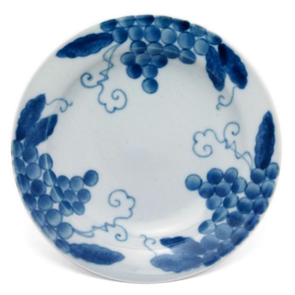 【現品限り！】染付ぶどう文5.3寸皿・植山昌昭《中皿・16.3cm》