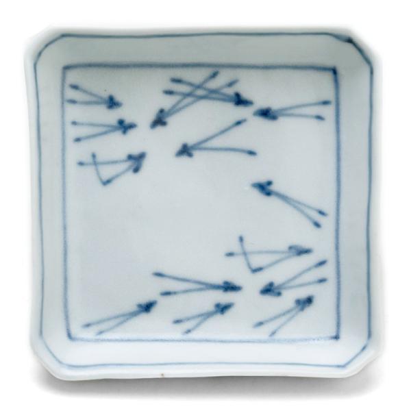 正角小皿・大・松葉文・植山昌昭《豆皿・9.2cm》