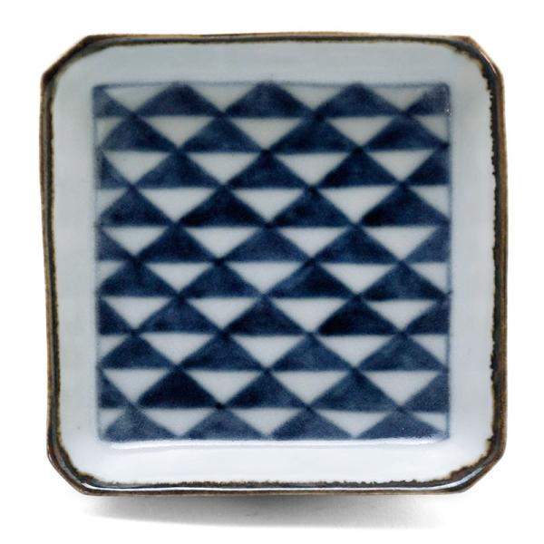 正角小皿・大・鱗文・植山昌昭《豆皿・9.2cm》