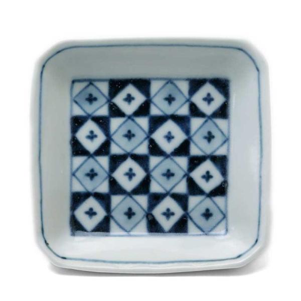 正角小皿・大・高台なし・格子菱文・植山昌昭