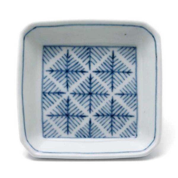 正角小皿・大・高台なし・若松菱文・植山昌昭《豆皿・9.2cm》