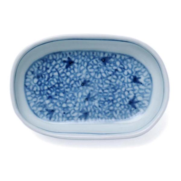 染付：長円形豆皿・みじん唐草・植山昌昭《豆皿・9.0cm》