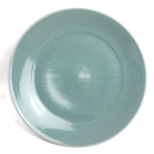 青磁：青瓷くし目8寸皿・海老ヶ瀬保《大皿・盛り皿・24.6cm》