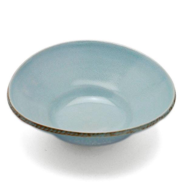 青磁：青瓷緋色縁扁平小鉢・海老ヶ瀬保《中鉢・16.0cm》