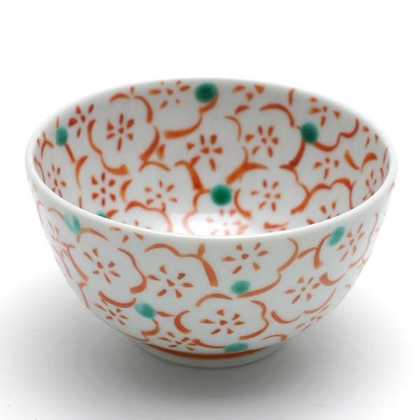 九谷焼：赤絵梅書詰文汲出・九谷美陶園《汲出・8.5cm》