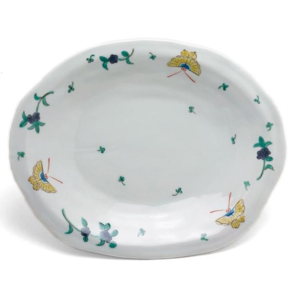 九谷焼：蝶文8寸楕円皿・九谷美陶園《大皿・盛皿・楕円皿・25.5cm》