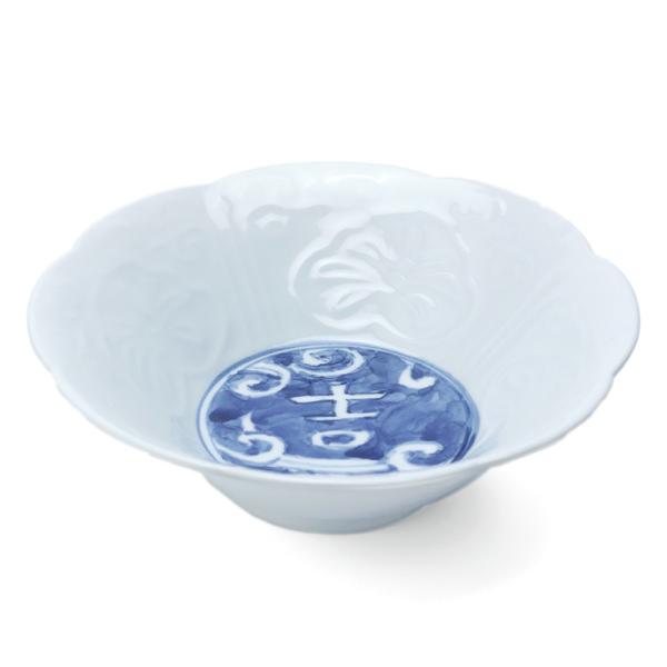 九谷焼：染付吉文様5寸鉢・九谷美陶園《小鉢・15.0cm》