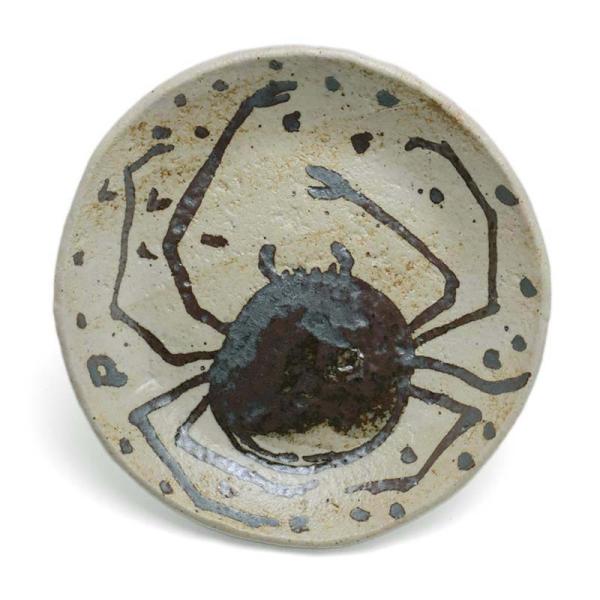 九谷焼：魯山人写銹絵蟹文様5寸皿・九谷美陶園《小皿・15.8cm》