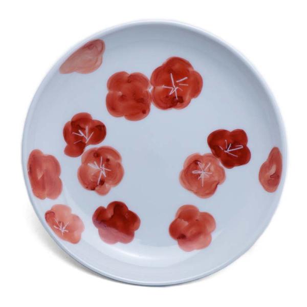 九谷焼：赤絵梅文皿・5寸・須田菁華《小皿・16.2cm》