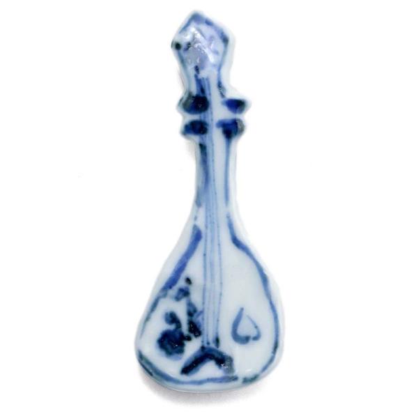 九谷焼：染付琵琶箸置・須田菁華《箸置》