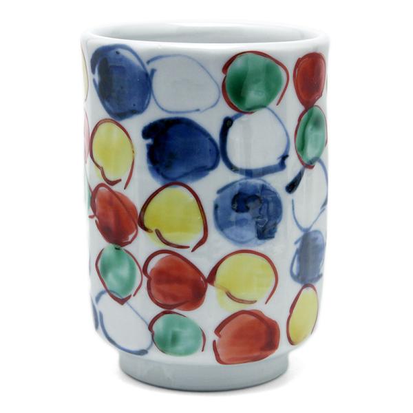 九谷焼：染付色絵水玉文湯呑・大・須田菁華《湯呑》