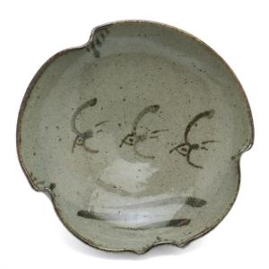 唐津焼：絵唐津五寸五分皿・草鳥文・中村恵子《中皿・16.5cm》 : 和