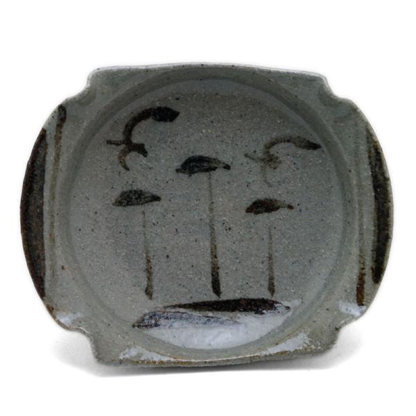 唐津焼：絵唐津筆洗型四寸皿・中村恵子《小皿・12.3cm》